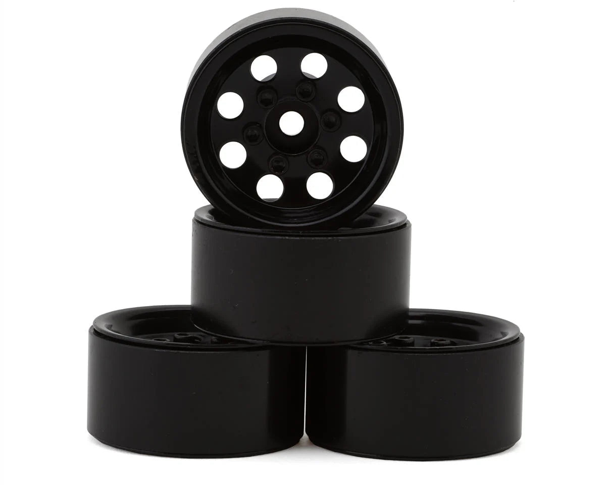 Stamped Steel 1.0" Pro8 Beadlock Wheels (Black) (4)