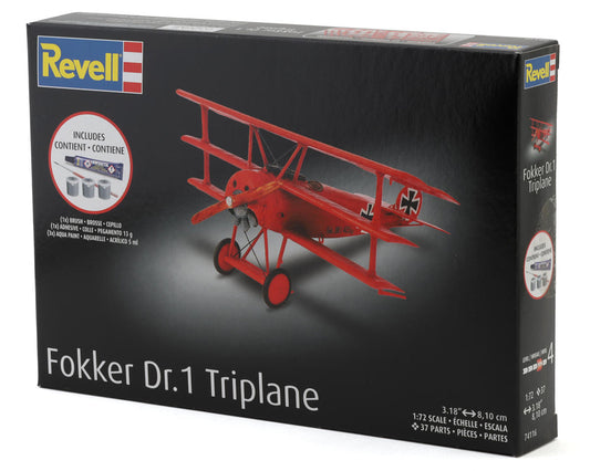 1/72 Fokker DR.1 Triplane Plastic Model Kit w/Paint, Brush & Cement