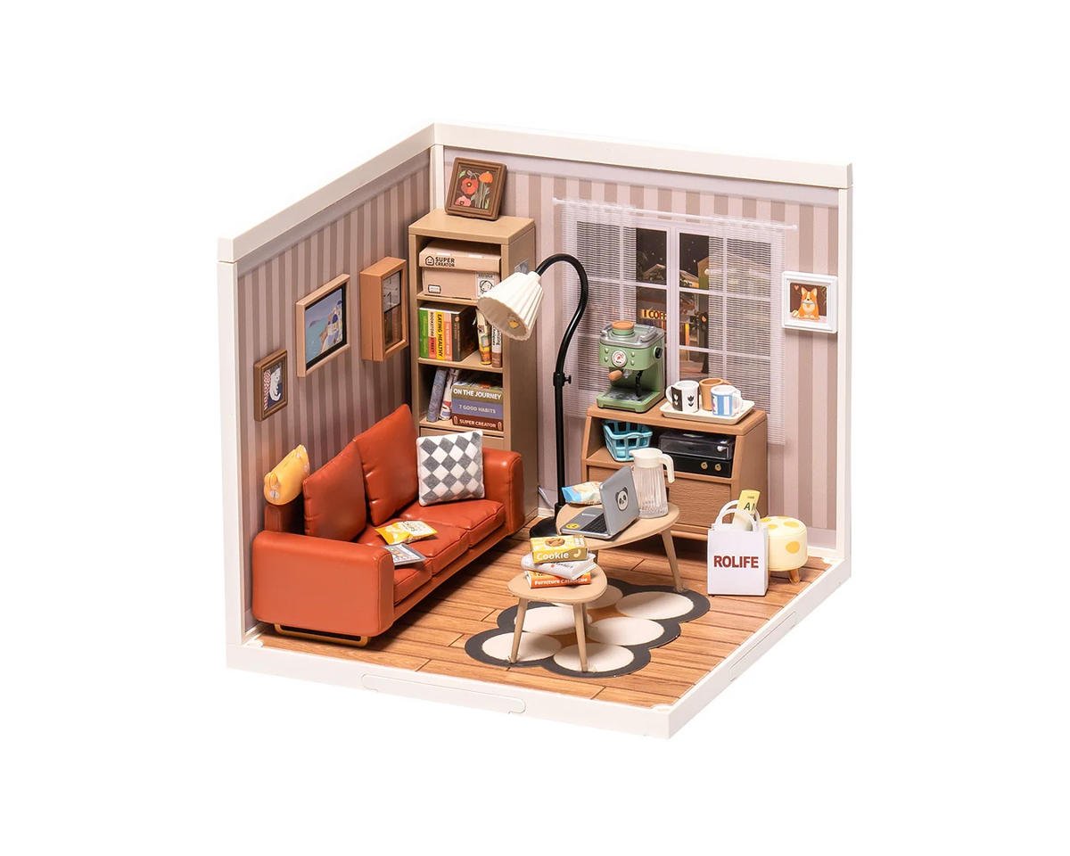 Cozy Living Lounge DIY Miniature 3D Plastic Model Kit
