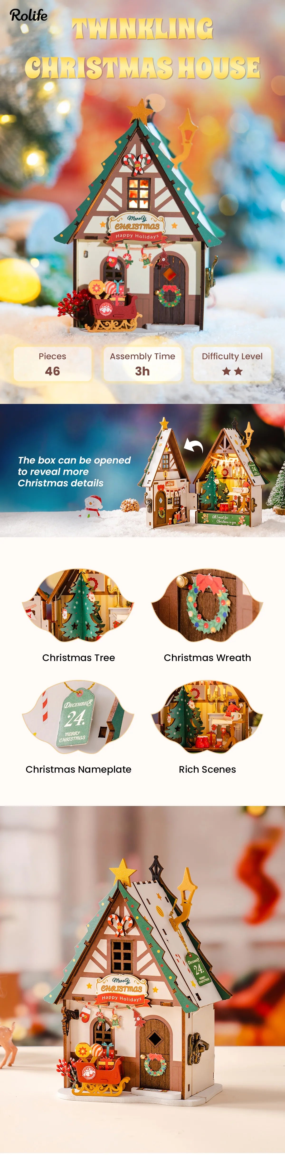 Twinkling Christmas House - DIY Miniature House Kit