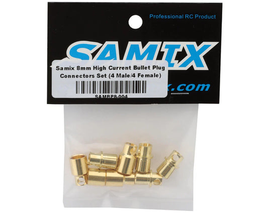 Samix 8mm High Current Bullet Plug Connectors Set (4 Male/4 Female)