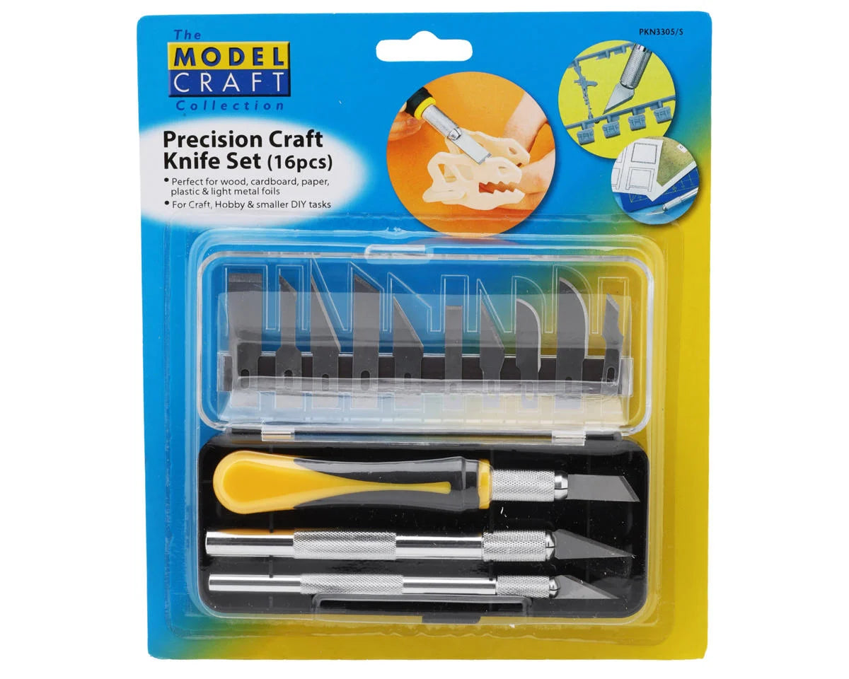 16-Piece Precision Hobby Knife Set w/#1, #2 & #5 Handles