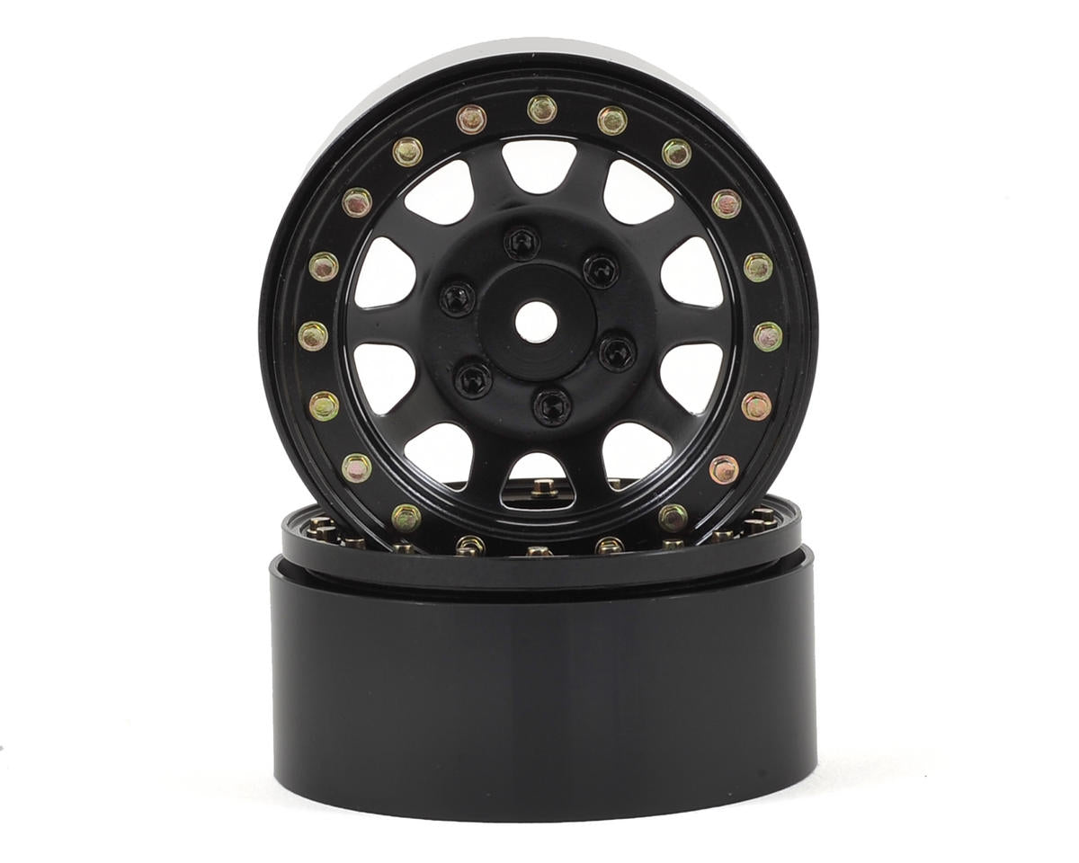 D Hole 1.9" Steel Beadlock Crawler Wheels Black (2)
