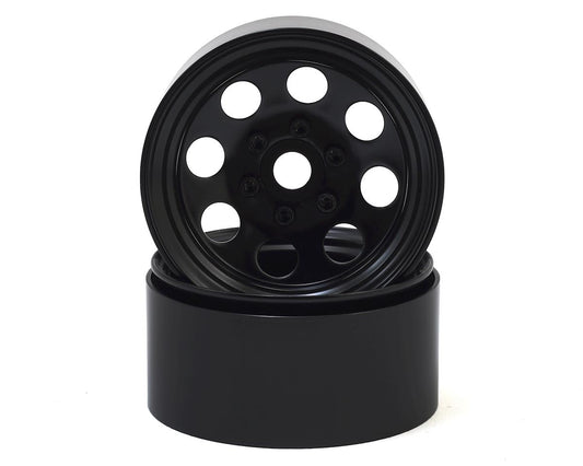 RC 8 Hole 1.9"" Steel Beadlock Wheels Black (2)