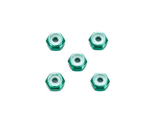 2mm Aluminum Lock Nuts (Green) (5) (Limited Edition)