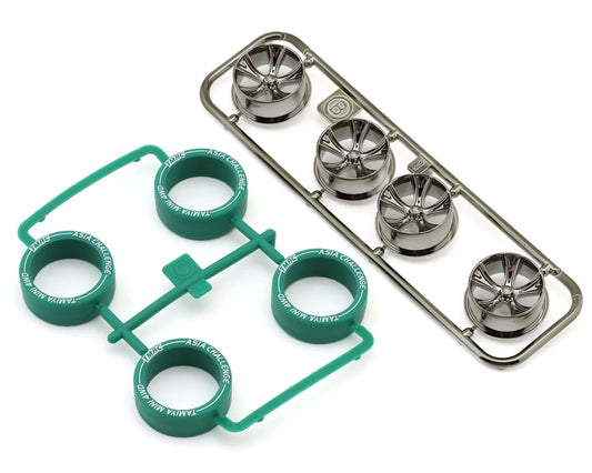 JR Mini 4WD Small Diameter Low-Profile Tire & A-Spoke Wheels (4) (Asia Challenge)