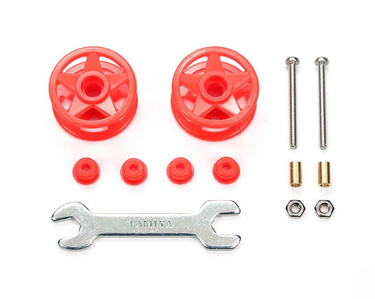 JR Mini 4WD LF Plastic Double Rollers (Red) (2) (19mm)