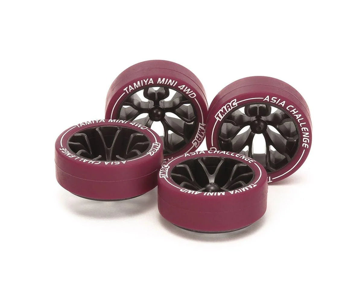 Mini 4WD Small Diameter Low Friction & Profile Tires Set w/Y-Spoke Wheels (Asia Challenge Limited Edition)