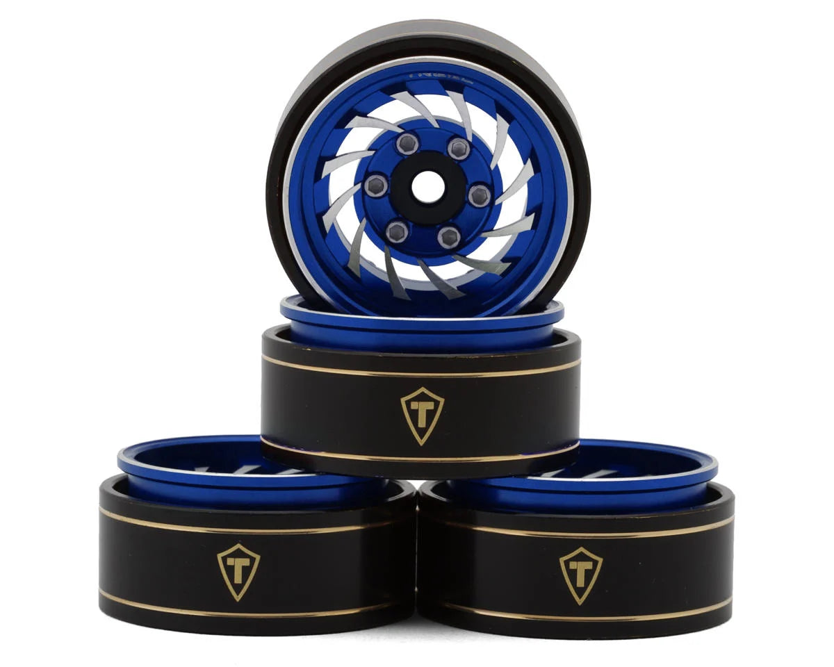 Type L 1.0" Aluminum Cyclone Beadlock Wheels (Blue) (4) (27.5g ea)