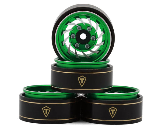 Type L 1.0" Aluminum Cyclone Beadlock Wheels (Green) (4) (27.5g ea)