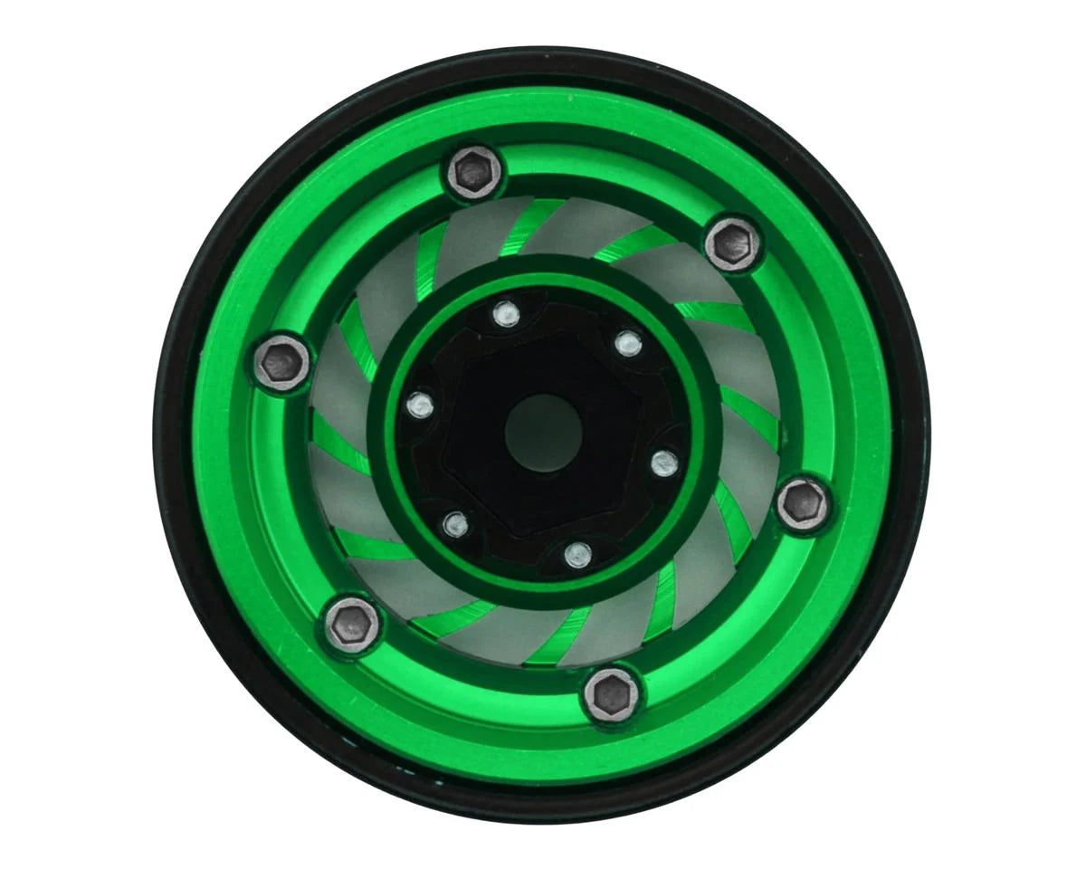 Type L 1.0" Aluminum Cyclone Beadlock Wheels (Green) (4) (27.5g ea)