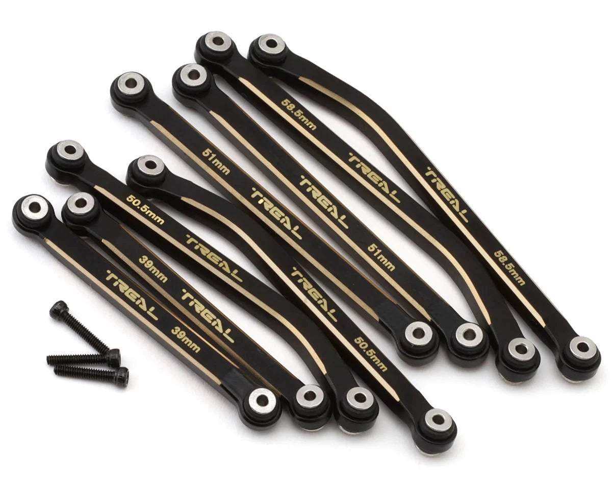 Axial SCX24 Brass High Clearance Suspension Links Set (Black) (37g) (132mm Wheelbase) (C10/JLU/Bronco/4Runner)
