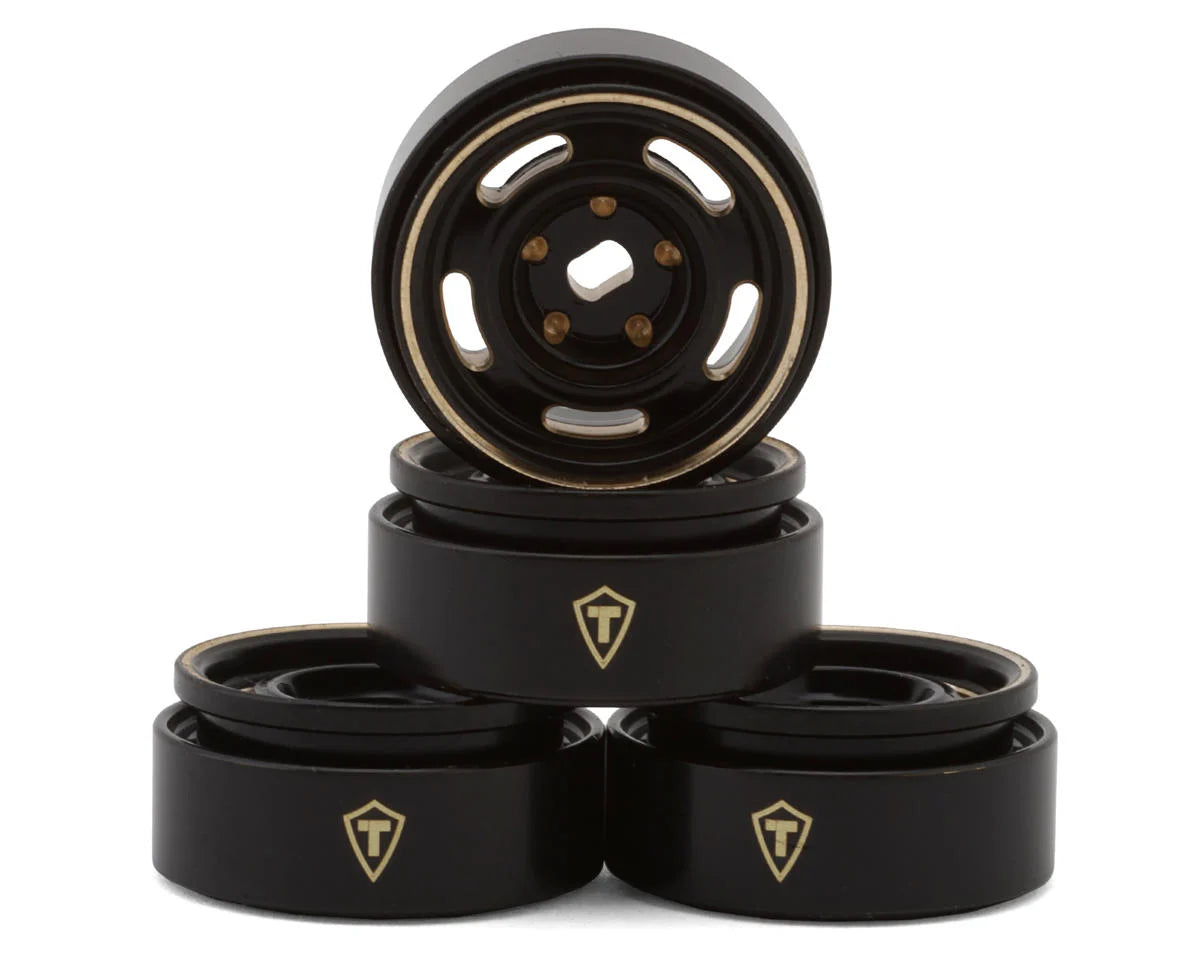 0.7" 5-Slot Brass Micro Rock Crawler Beadlock Wheels (Black/Gold) (4) (14g ea)