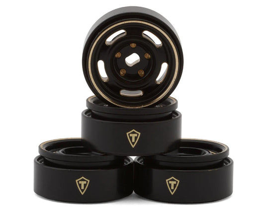 0.7" 5-Slot Brass Micro Rock Crawler Beadlock Wheels (Black/Gold) (4) (14g ea)