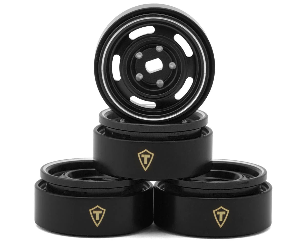 0.7" 5-Slot Aluminum Micro Rock Crawler Beadlock Wheels (Black) (4) (8g ea)