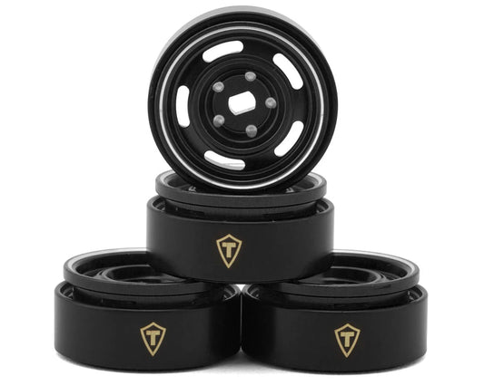0.7" 5-Slot Aluminum Micro Rock Crawler Beadlock Wheels (Black) (4) (8g ea)