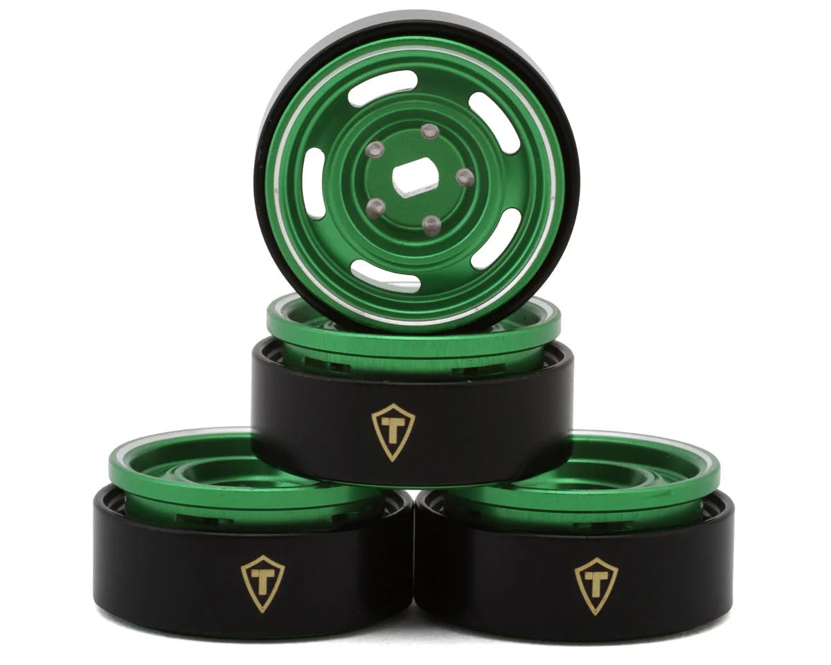 0.7" 5-Slot Aluminum Micro Rock Crawler Beadlock Wheels (Green) (4) (8g ea)