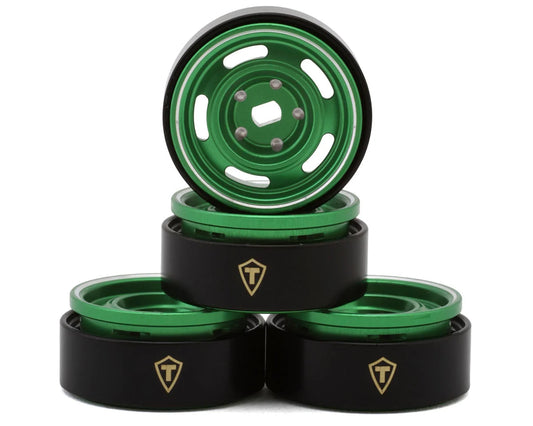 0.7" 5-Slot Aluminum Micro Rock Crawler Beadlock Wheels (Green) (4) (8g ea)