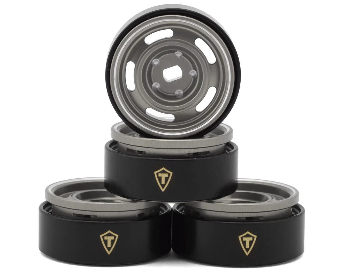0.7" 5-Slot Aluminum Micro Rock Crawler Beadlock Wheels (Grey) (4) (8g ea)