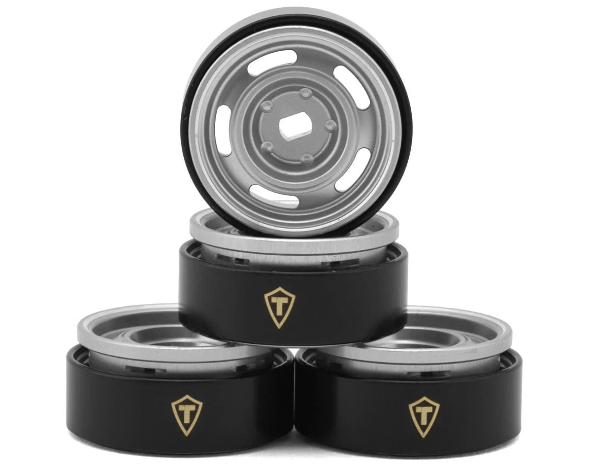 0.7" 5-Slot Aluminum Micro Rock Crawler Beadlock Wheels (Silver) (4) (8g ea)
