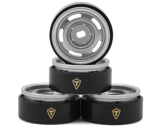0.7" 5-Slot Aluminum Micro Rock Crawler Beadlock Wheels (Silver) (4) (8g ea)