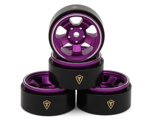 Axial SCX30 Type B 0.7" 5-Spoke Aluminum Micro Rock Crawler Beadlock Wheels (Purple) (4)