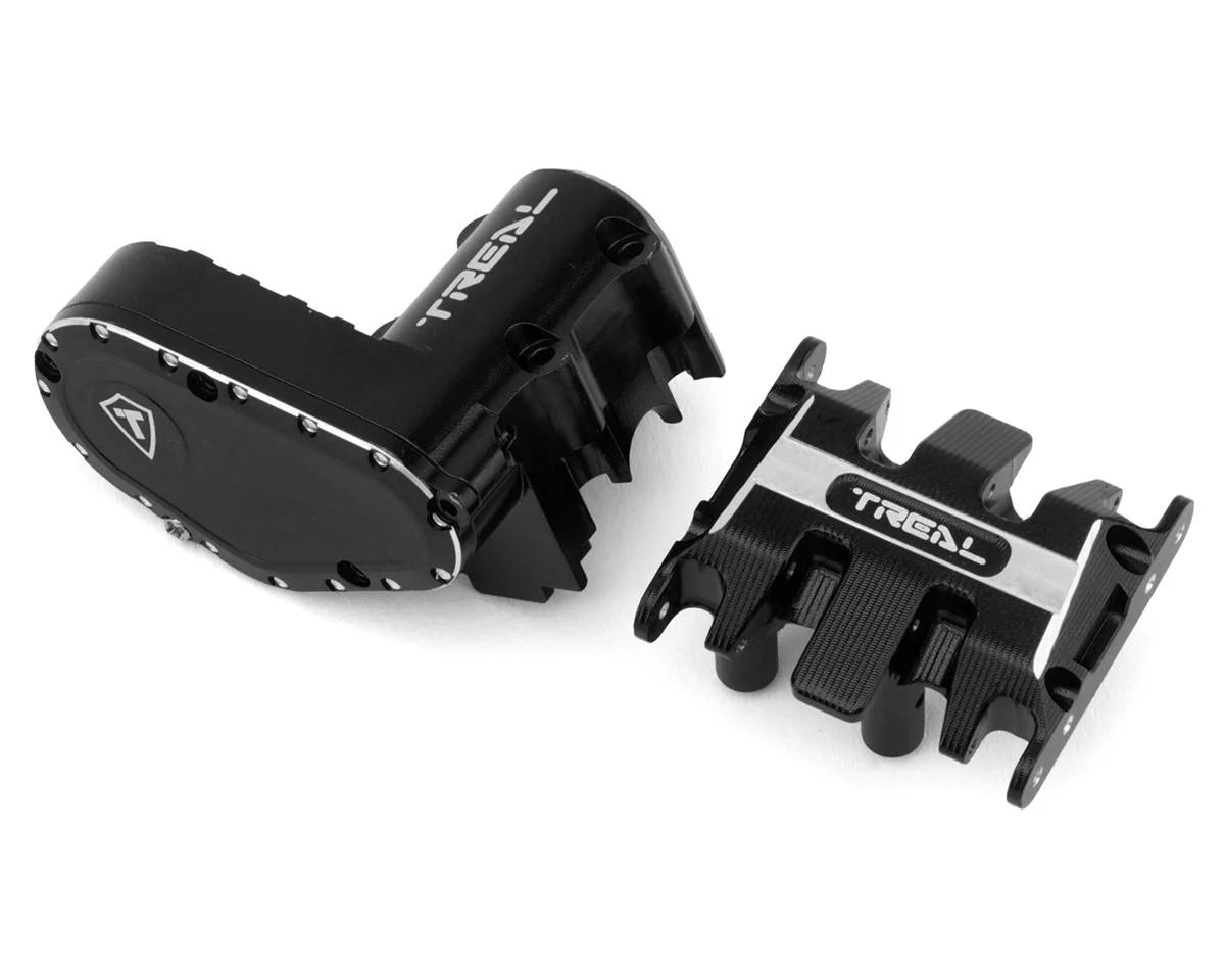 Axial SCX30 7075 Aluminum Transmission Case & Skid Plate Set (Black)
