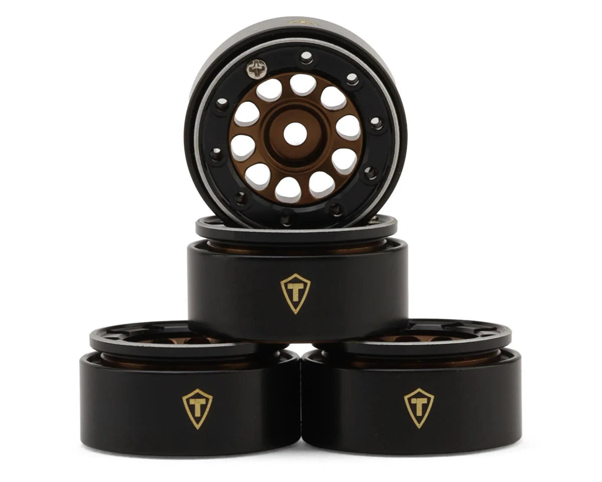 Type E 0.7" Aluminum Micro Crawler Beadlock Wheels (Bronze) (4) (9.5g ea) w/Brass Rings