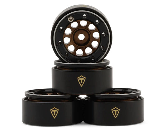 Type E 0.7" Aluminum Micro Crawler Beadlock Wheels (Bronze) (4) (9.5g ea) w/Brass Rings