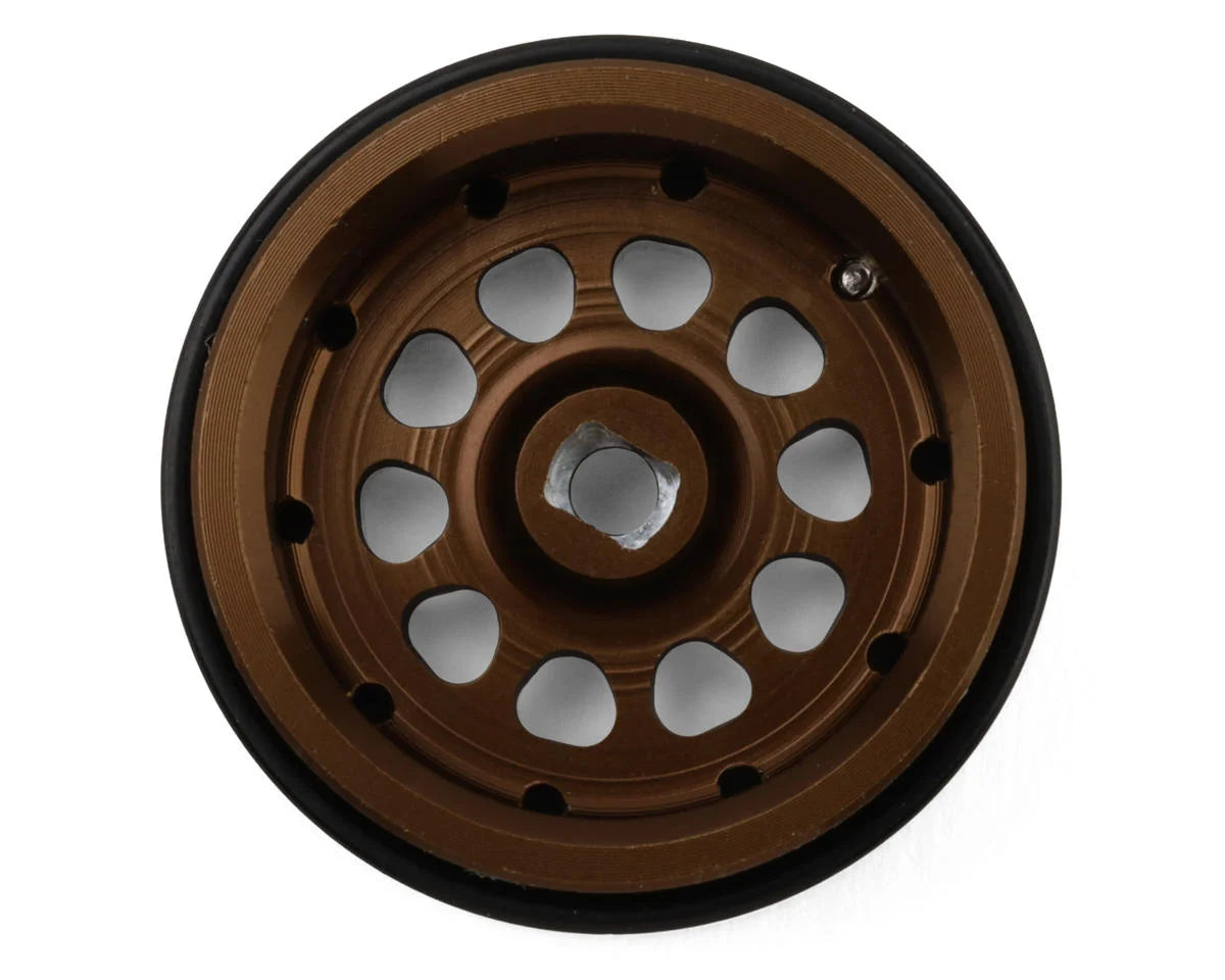 Type E 0.7" Aluminum Micro Crawler Beadlock Wheels (Bronze) (4) (9.5g ea) w/Brass Rings