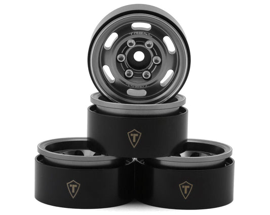 1.55" Type C Vintage Wagon Aluminum Crawler Beadlock Wheels (Grey) (4) (101.2g ea)