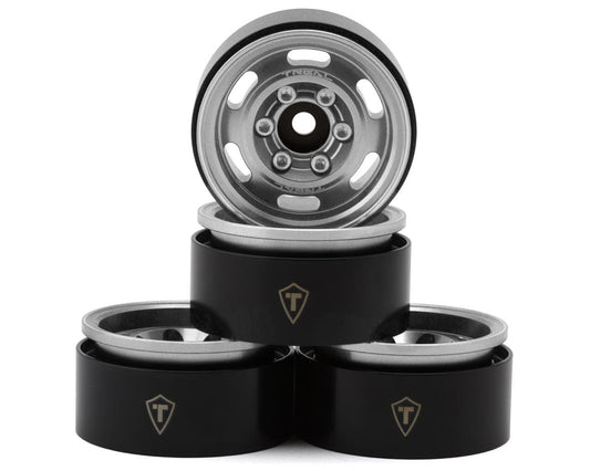 1.55" Type C Vintage Wagon Aluminum Crawler Beadlock Wheels (Silver) (4) (101.2g ea)