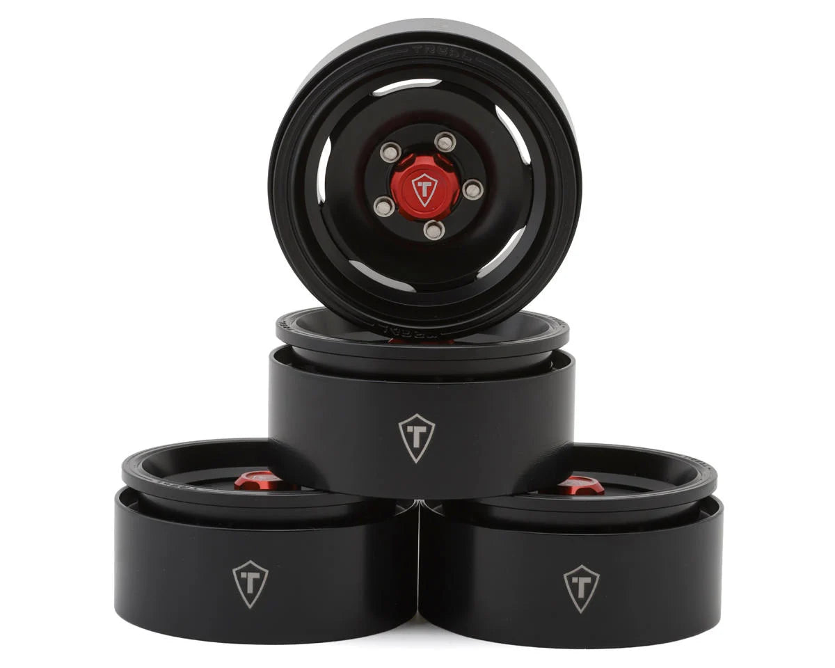 1.9" Aluminum Retro-Style Vintage Wagon Crawler Beadlock Wheels (132.5g) (Black) (4)