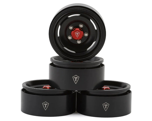 1.9" Aluminum Retro-Style Vintage Wagon Crawler Beadlock Wheels (132.5g) (Black) (4)