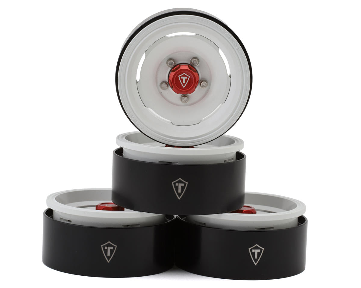 1.9" Aluminum Classic Vintage Wagon Crawler Beadlock Wheels (132.5g) (White) (4)