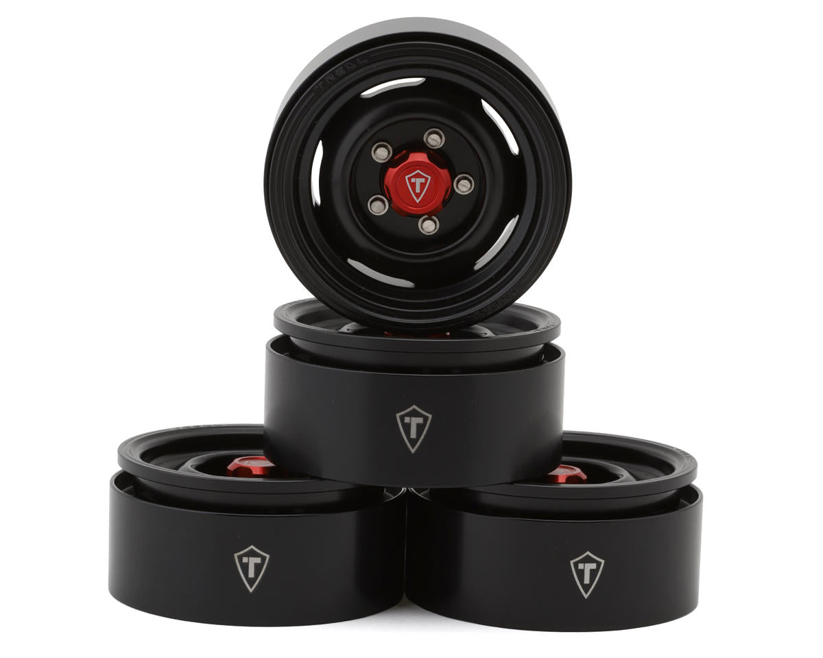 1.9" Aluminum Retro-Style Vintage Wagon Crawler Beadlock Wheels (134g) (Black) (4)