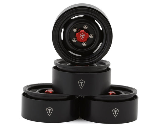 1.9" Aluminum Retro-Style Vintage Wagon Crawler Beadlock Wheels (134g) (Black) (4)