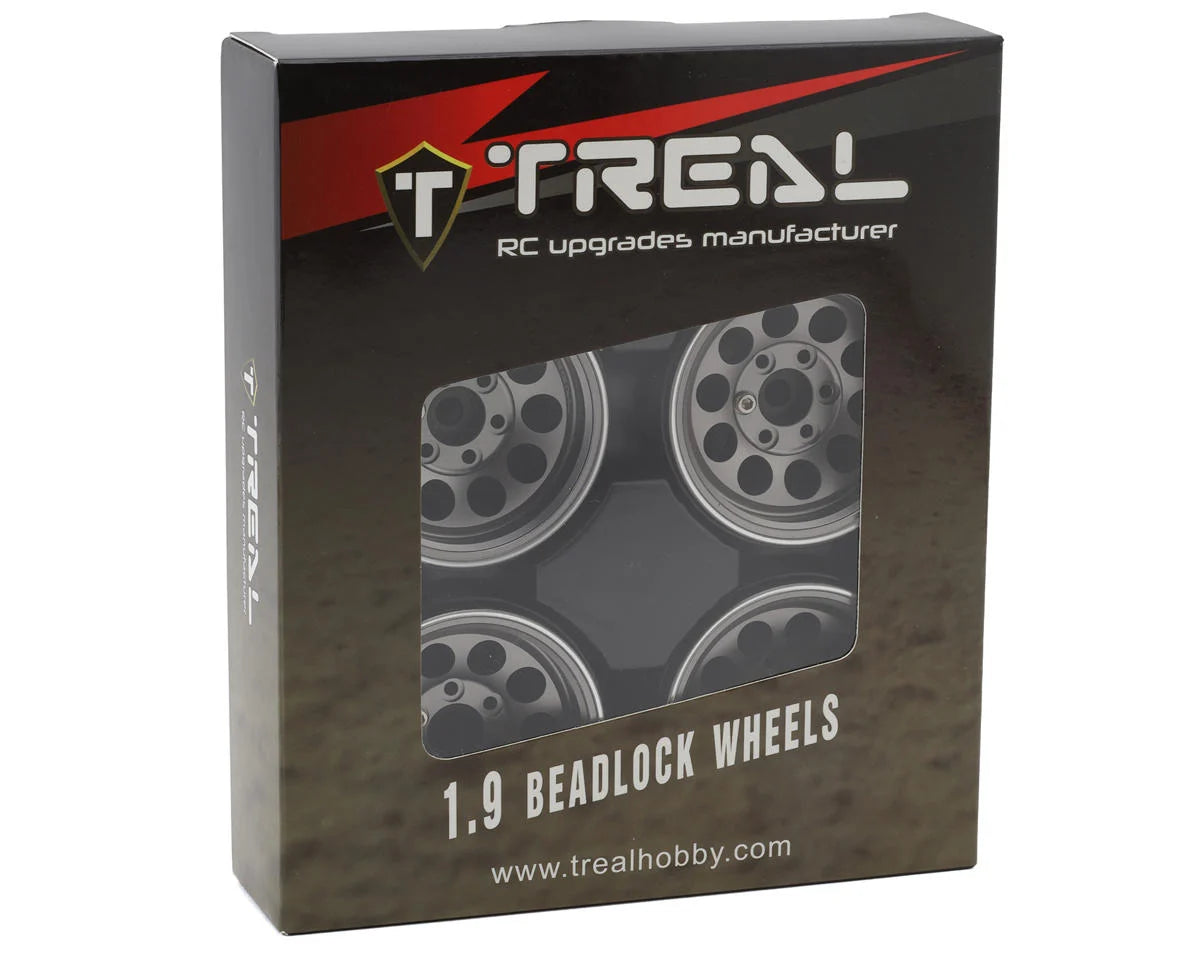Treal Hobby Type F 1.9" 10-Hole Beadlock Wheels (Grey) (x4)