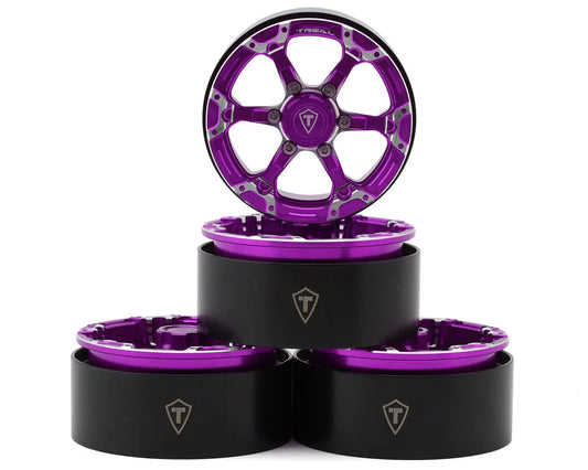 Type 4P 1.9" 6-Spoke Beadlock Wheels (Purple) (4)