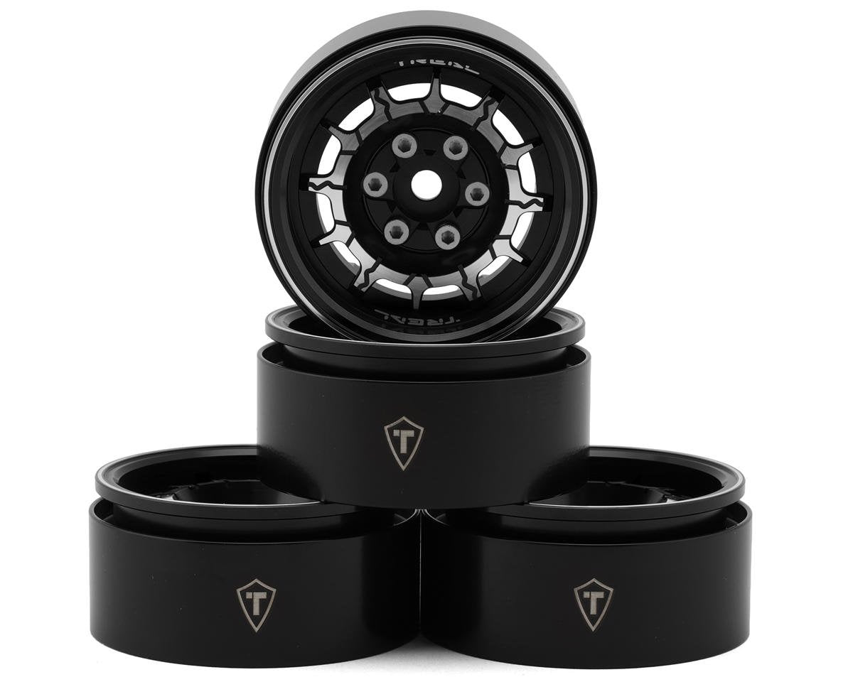 1.9" Type-M Aluminum Crawler Beadlock Wheels (Black) (4) (122.9g ea)