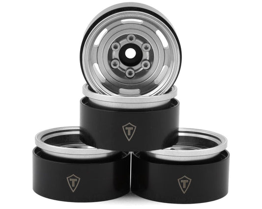 1.55" Type A Vintage Wagon Aluminum Crawler Beadlock Wheels (Silver) (4) (103.7g ea)