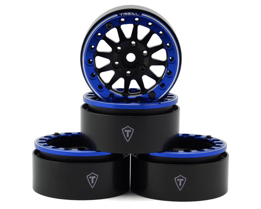 Type D 1.9" 12-Spoke Beadlock Wheels (Black/Blue) (x4)