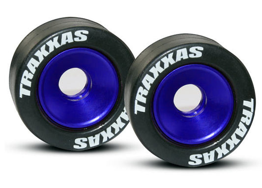 Aluminum Wheelie Bar Wheel Set w/Rubber Tires (Blue) (2)