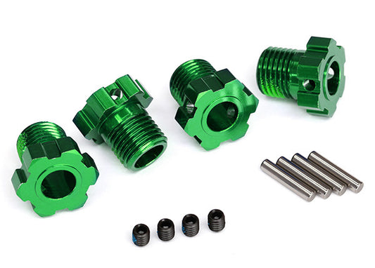 Wheel hubs, splined, 17mm (green-anodized) (x4)