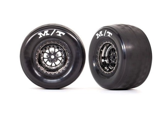 Rear Drag Tires & Wheels, Assembled (Black Chrome Wheels)