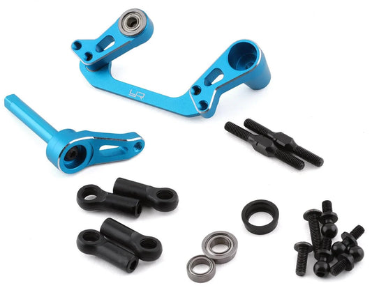 Yeah Racing Aluminum Bearing Supported Steering Rack (Blue), CC-01