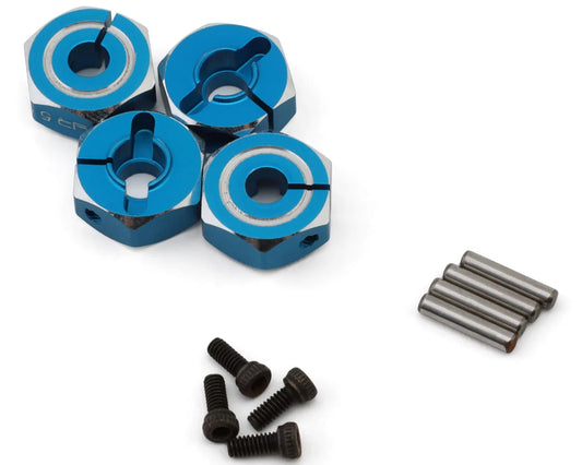 Aluminum 12mm Hex Adaptor Set (Blue) (4) (5.5mm)