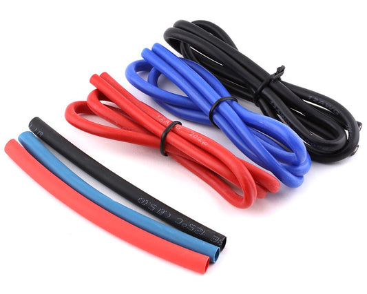Silicone Wire Set (Red, Black & Blue) (3) (1.9') (12AWG) w/Heat Shrink