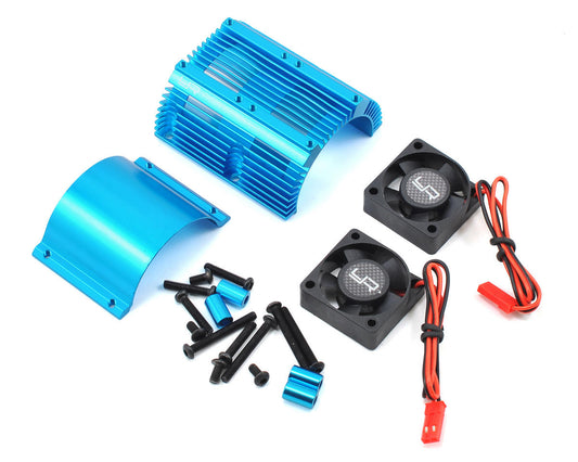1/8 Twin Fan Aluminum Heat Sink w/2 Fans (Blue) (40.8mm diameter)