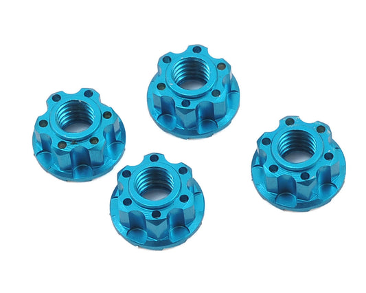4mm Aluminum Serrated Wheel Lock Nut (4) (Blue)